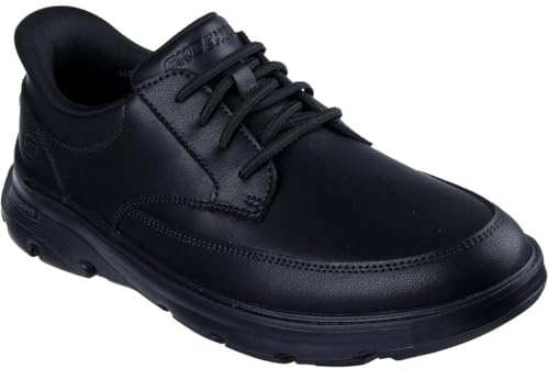 Skechers herr Arch Fit Garza Sneaker, Svart läder syntetisk, 44 EU