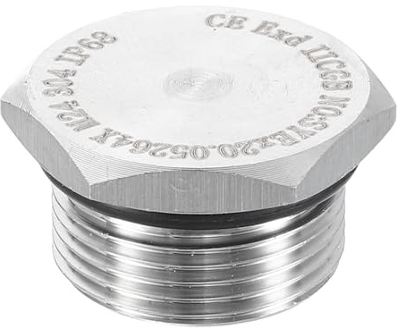 sourcing map Raccord de tuyau en acier inoxydable 304 M24 x 1,5 - Filetage mâle métrique - Capuchon à tête hexagonale extérieure - Bouchons à tête hexagonale - Avec anneau d'étanchéité pour tube d'air