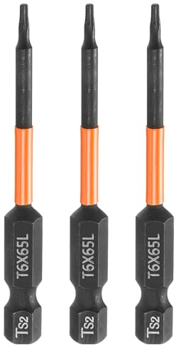 QUARKZMAN 3 Stück T6 Torx Bit Schraubendreher Bit Set 65mm lang 1/4 Magnetisch Sechskantschaft Ohne Loch Hex Sechskant Phosphatbeschichtetes S2 Stahl Bitsatz für Akkuschrauber Werkzeug