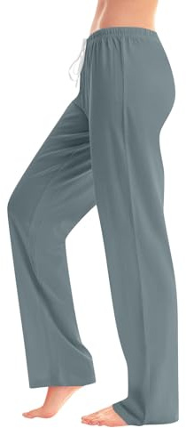 Legging De Sport Femme Bouffant Carotte Veste Décontracté Fluide Palazzo Mode Chaud Anti Cellulite Combinaison Bas Simili Pyjama Sport Confortable Pantalon Lin Femme Bleu 3XL