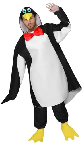 HarnyLoom Pinguin Kostüm Erwachsene, Südpol Pinguin Tier Kostüme Herren Damen mit Hose Fliege Stiefelstulpen für Halloween Karneval Cosplay