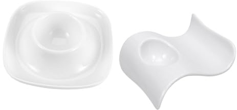 ZUNOXAZ Egg Place Household Cups 2pcs in White Hold Holders Ceramic Practical Trays that Avoid Breaking Kitchen and for Breakfast and Places to
