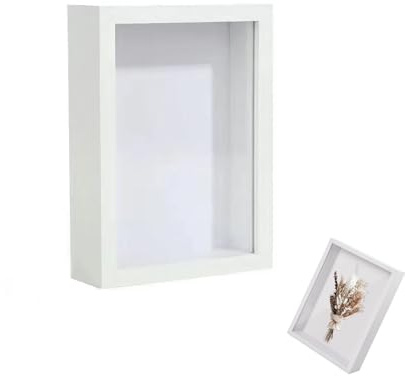 Shirene Cornice Profonda,Cornice Bianca Shadow Box,Cornici da 10 Pollici per Artigianato,Cornici per Foto Profonde,Scatole Espositive 3D in Legno per Medaglie,Foto,Fiori e Ricordi