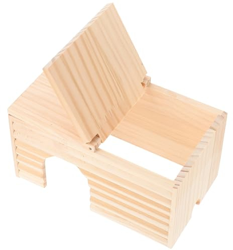 DIYEAH Maison Bois pour Hamster Petit Animal Cachette Confortable pour Sommeil et Jeu Accessoire Rongeurs Nain sans Odeur Facile à Nettoyer Cadeau pour Petits Compagnons
