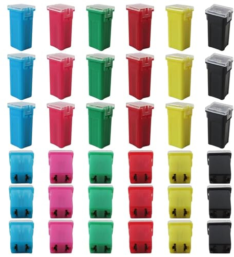 Misimain New Automotive Tall/Standard and Low Profile Fuse Collection, 36-Pcs J-CASE Type Box Shaped Cartridge Assortment for Toyota and for Pickup Trucks