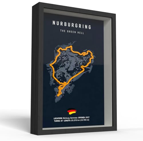 MaNeaz A4 3D Motorsport Poster im Holzrahmen F1-Rennwagenfans Geschenk für F1-Liebhaber für Wand, Büro & deinen Schreibtisch oder als Geschenk Wanddekoration für Fans von Autorennen