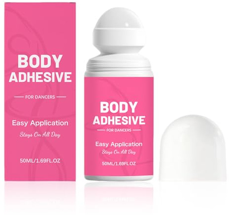HASAIKA® Colla per il corpo per vestiti, Adesivo Per Tessuti, Design roll-on, adatto per abbigliamento, calze, parrucche e applicazione di strass (75 ml)