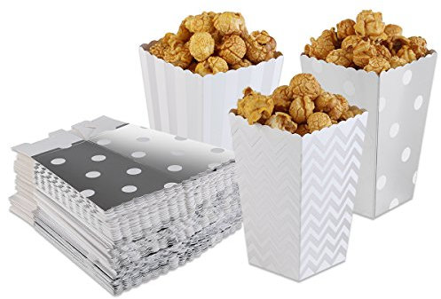 OUNONA Popcorn-Boxen Papier Popcorn-Schachteln gepunktet gestreift S¨¹?igkeiten-Boxen Silber 50?St¨¹
