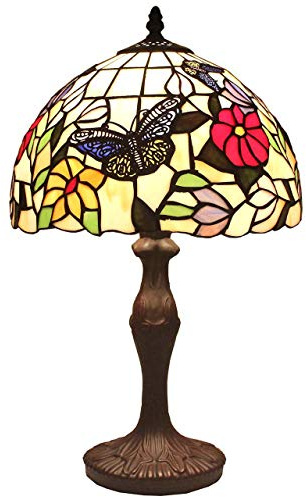 BIEYE L31407 Farfalla Tiffany Style Lampada da tavolo in vetro colorato con paralume da 30,5 cm di larghezza, fatto a mano, per tavolino da caffè, comodino, camera da letto, soggiorno, altezza 45,7 cm