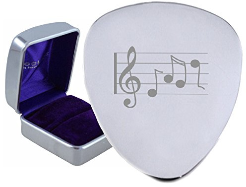 Musik Stahlblech Gitarre Plektrum – optional Text Gravur auf Karton