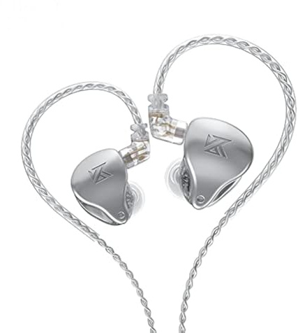 Linsoul KZ AST - 24 auricolari in-ear IEM ad armatura bilanciata con cavo staccabile a 2 pin da 0,75 mm, per musicisti e audiofili (senza microfono, argento)