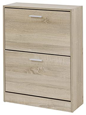 Baroni Home Scarpiera Salva spazio Slim in Legno Melaminico da Ingresso. Portascarpe da 12 paia con 2 Ante a Ribalta e Doppia Profondità 24x63x81 cm
