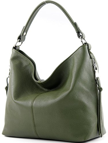 modamoda de T160 Damen Leder Schultertasche Groß, handmade in Italy