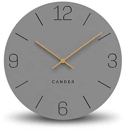 Cander Berlin MNU 2630 H Wanduhr MDF lautlos ohne Tickgeräusche 30 cm analog Wohnzimmer modern Vintage grau Holzzeiger