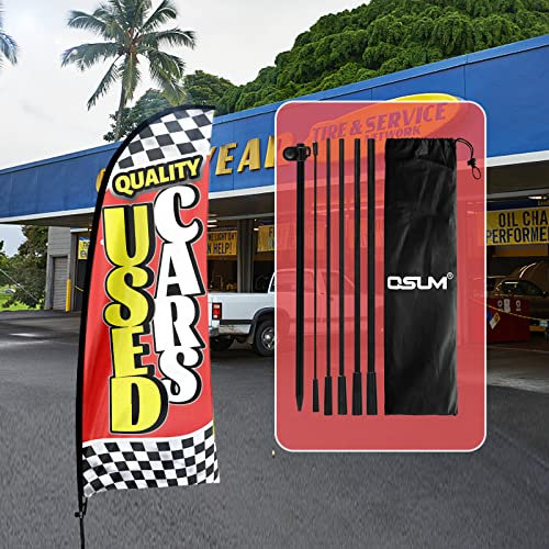 QSUM Gebrauchtwagen Werbung Swooper Flaggenschild, Gebrauchtwagen Federflaggenmast Kit mit Erdspieß, 2,1 m Werbung Feder Banner Schild für Gebrauchtwagen Business