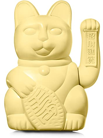 Lucky Cat Large | Yellow - große, gelbe Winkekatze | Deko Katze im japanischen Maneki Neko Design 30 cm hoch