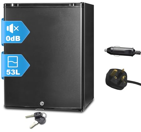 SMETA 12V/240V Camping Fridge,53L 2 Way Campervan Fridge | Lockable, RV, Van, Dorm, Office, Hotel - Quiet Black