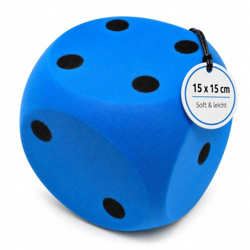 alldoro 63108 XXL skumkub blå, 15 x 15 cm, stora mjuka lekkuber, mjuka och tysta, lek och inlärning, inomhus och utomhus
