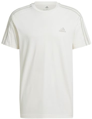 adidas Herren Essentials Single Jersey 3-Stripes Tee, Off White, XL