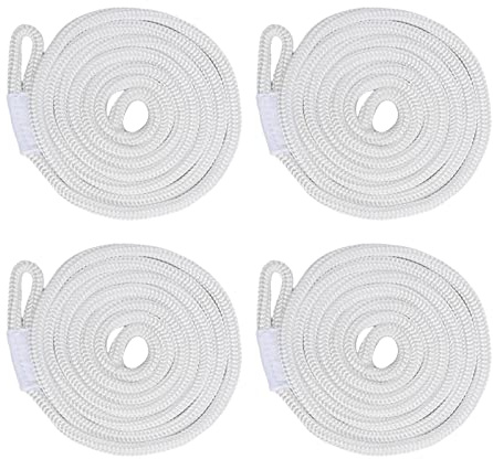 F Fityle 4 Pezzi di Linee parabordo per Barche, parabordi per Barche, Ganci per parabordi, per pontone, Accessori per Barche, Corda di ormeggio per pontone, Bianco