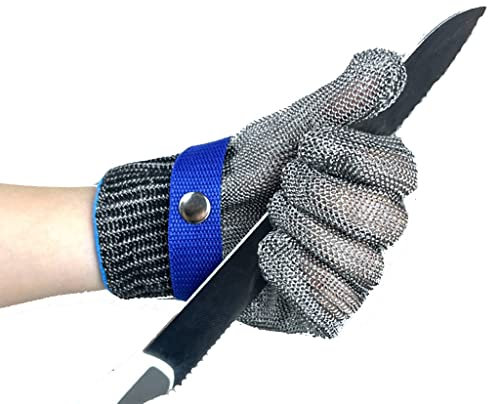 Kettenhandschuh Schnittfeste Schutzhandschuhe der Stufe 5, Sicherheitsarbeitshandschuhe for Bekleidungsschneidemaschinen, Werkstatt, Glasschneiden (Size : A pack of one/XS)