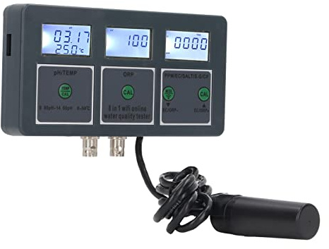 8-in-1-WLAN-Wasserqualitätstester für Aquarien, Hydrokultur, Spa, Labortests | Echtzeit-Multiparameterüberwachung, Drahtlose Online-Fernüberwachung | Datenspeicher (EU-Stecker