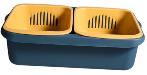 Cabilock 1 Satz Korb zum Abtropfen von Gemüse Gemüsesiebschale Wasserfilter für zuhause Abtropfkorb ablagekörbe Aufbewahrungsbehälter für die Küche zweilagiger Lebensmittelbehälter groß pp