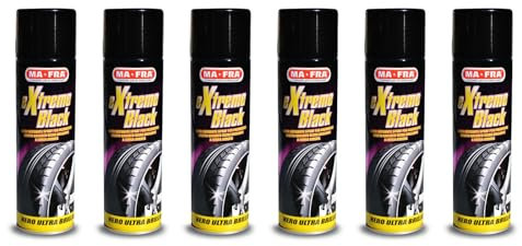 Generico CHEMISTORE MAFRA KIT 6 PEZZI EXTREME BLACK NERO GOMME LUCIDO EFFETTO BAGNATO, RESISTENTE ALL'ACQUA LUNGA DURATA BOMBOLETTA SPRAY 500 ML X 6 PZ MA-FRA