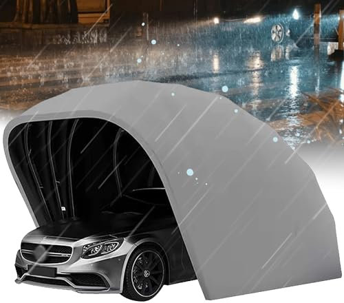 Tenda esterna per auto, Carport semi-automatico in tessuto Oxford, garage a prova di freddo in acciaio inossidabile, posto auto coperto mobile chiuso ()