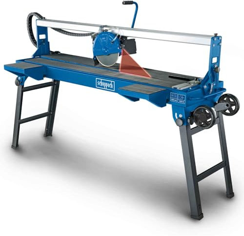 Scheppach Fliesenschneider FS4700 |1200W Leistung | Schnitthöhe 40mm | Trennscheibe- Ø 230mm | Tischgröße 1377 x 400mm | schwenkbarer Schneidkopf | Tauchfunktion | Wasserbehälter 40L