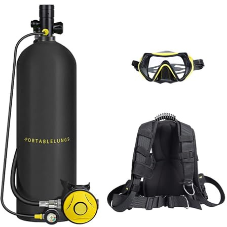 LZDOYY Mini-Tauchflasche mit Tauchmaske, 30–60 Minuten Unterwasseratmung, Aluminiumflasche, 3 l/4 l Wiederverwendbare Tauchflasche, Tauchflasche mit maximalem Druck von 3000 PSI,A-4L