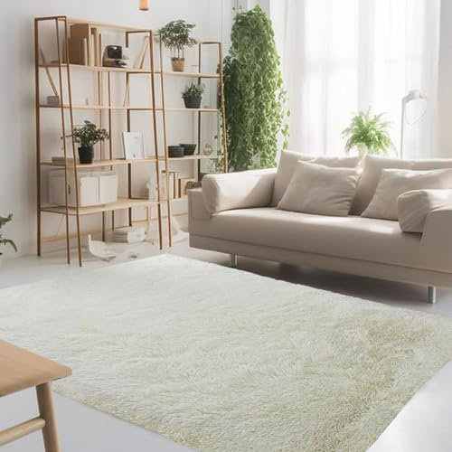STGAO Waschbarer Teppich 65 x 230 cm Waschbar Langflor Wohnzimmerteppich Pflegeleicht für Wohnzimmer Schlafzimmer Kinderzimmer Küche, Weiß