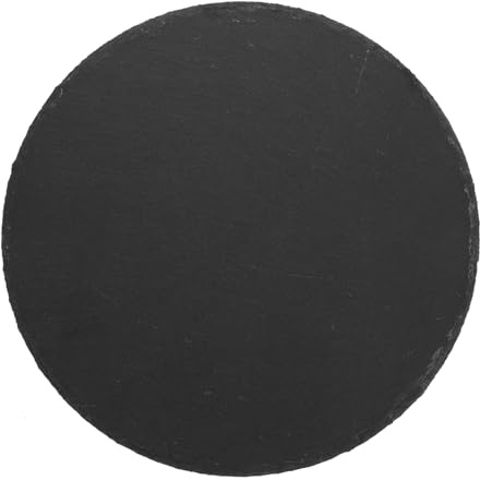 Ciieeo Plato Resistente y Fácil de Almacenar de Pizarra Natural Negro de 25 Cm Redondo para Barbacoa y Pizza Adecuado para Servir Aperitivos y Frutas