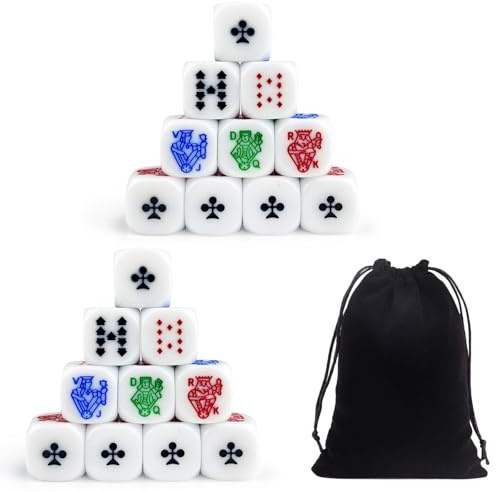 CHROMACRAFT 20 Dados De Póquer Y 1 Bolsa De Terciopelo Negro, Juego De Lanzamiento, Juguete Creativo, Juguete Interactivo, Juegos De Fiesta