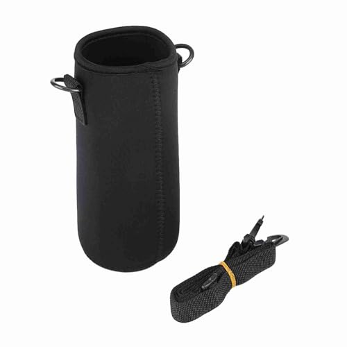 equlup Flaschenhülle, elastischer Neopren -Wasserflaschenbeutel Schwarz Drink Säfte Flaschenhalter Bag tragbarer Glasabdeckungsstiefel mit Tragemand für Außen (Höhe 15 cm)
