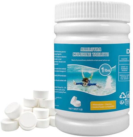 1LB Chlorine Tablets for Swimming Pool, Chlorine Tablets for 1 inch Tub, Suitable for Swimming Pools Spas and Hot Tubs Fountain, Water Park Bathtub, Multifunctional Pool Clean Tablets (25PCS)