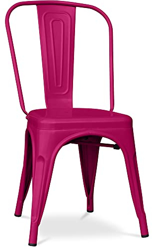 Iconik Interior Industrial Style Sedia da pranzo - Design industriale - Acciaio - Opaco - Nuova edizione -Stylix Fucsia