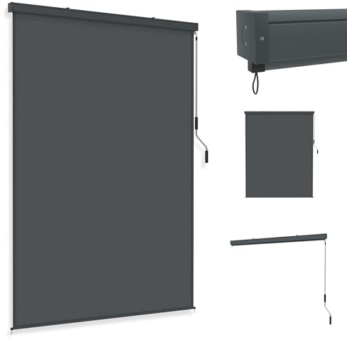 YRHome Tenda a rullo verticale, 180 x 250 cm, per balcone, tenda da sole verticale, protezione dal vento, in alluminio con manovella e kit di montaggio per balcone e terrazza, colore antracite