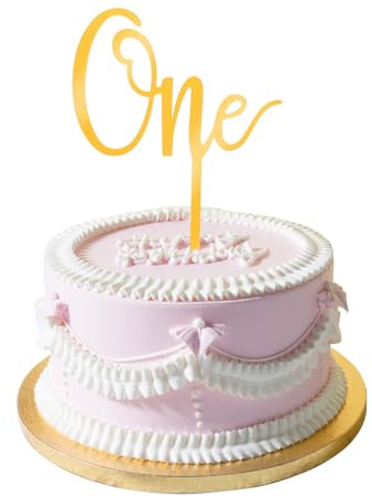 1st Birthday Cake Topper, Wooden One Sign Decoration for First Birthday, Baby Shower, Gender Reveal Party Supplies,Cake Props for 1 Year Old Celebrations