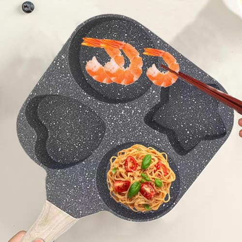 Vmiorzq Pentola per uova in camicia in acciaio inox, antiaderente, padella per pancake a 4 fori, utensile da cucina, stampo multifunzione per la colazione per la casa