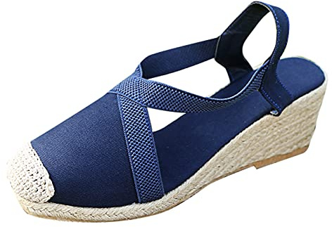 Sandalias Plataforma Mujer Verano Cuña Cerradas Sandalias De Vestir Alpargatas Esparto Cierre De Hebilla Comodas Moda Espadrilles Sandalia Elegantes Casual Flexibles Zapatos Tacon Novia Fiesta Ofertas