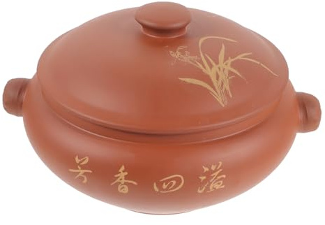 Yardenfun Olla de Cerámica para Vapor Multiusos con Tapa Cazuela para Cocinar Verduras y Pescado Retención de Calor para Hogar y Restaurante Fácil de Limpiar
