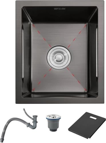 Schwarzes Quadratisches Waschbecken Mit Deckelstange Mini-spüle Kaffee Eckwaschbecken Untertischwaschbecken Küchenspüle Balkon Wäschespüle, 28x42x21.5cm