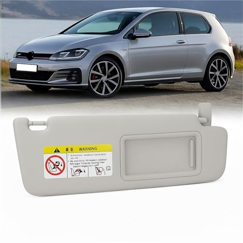 Pizgear Interior Sun Visor for Car, for VW, for Golf MK7 2014-2017, Right Side Car Sun Visor with Mirror 5GG857552 Gray Accessories