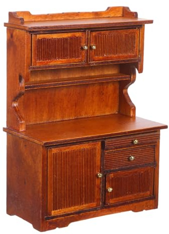 UPKOCH Double Porte Meuble de Maison de Poupée Fonctionnel pour Rangement et Décoration Réaliste Armoire Bibliothèque Style Ferme Rétro