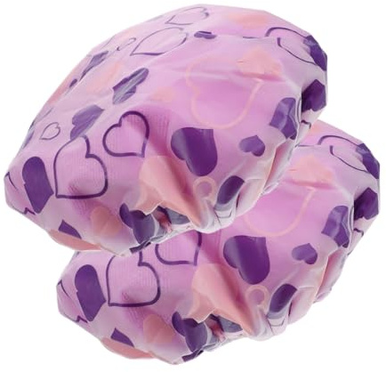Beaupretty 2pcs Double Layer Shower Cap for Women Heart-shaped Thickened Fabric Rapid Absorption Dry Hair Washing Cap Reusable Lightweight Bonnet for Curly Hair Care and Perm Protection