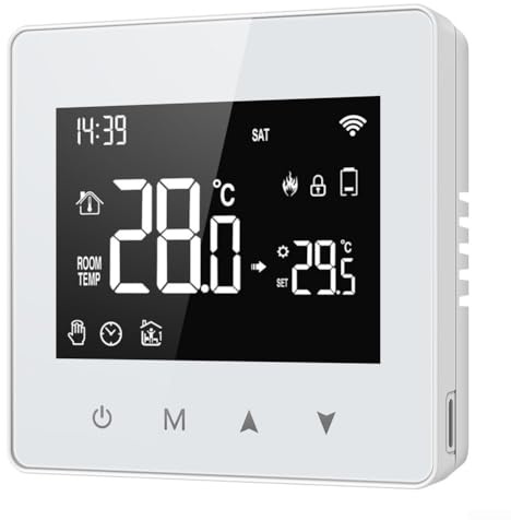 Termostato inteligente programable WiFi para caldera de gas para la aplicación Tuya SmartLifes, control de botón táctil, controlador de temperatura de calefacción central a pilas con horario semanal