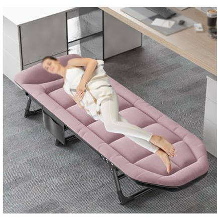 HUFIREHU Klappbett Feldbett GäStebett Klappbar Feldbett Klappbar Campingbett Karpfenliege Camping Matratze Wandklappbett Geeignet FüR BüRoarbeit Und Nickerchen(Pink,180 * 60cm)