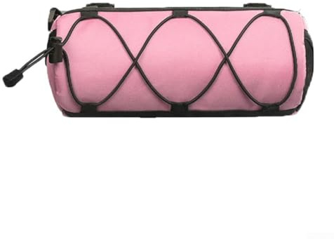 Bolsa de almacenamiento frontal para bicicleta con correa para el hombro, impermeable, para bicicleta de montaña y carretera, compacta y fácil de usar (rosa)