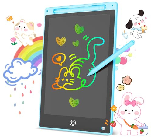 Tavoletta Grafica LCD Scrittura Colorata, Lavagna Digitale Cancellabile con Pulsante Elimina e Blocco Schermo, Giocattolo Educativo e Regalo di Compleanno e Natale (Azzurro, 10 inch)